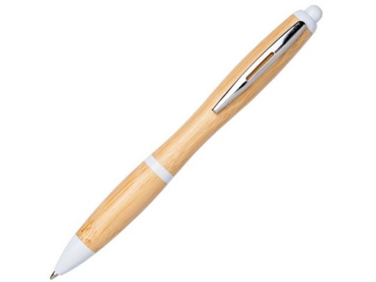 Шариковая ручка Nash из бамбука, натуральный/белый, арт. 018379503