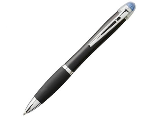 Светящаяся шариковая ручка Nash со светящимся черным корпусом и рукояткой, синий, арт. 018378303