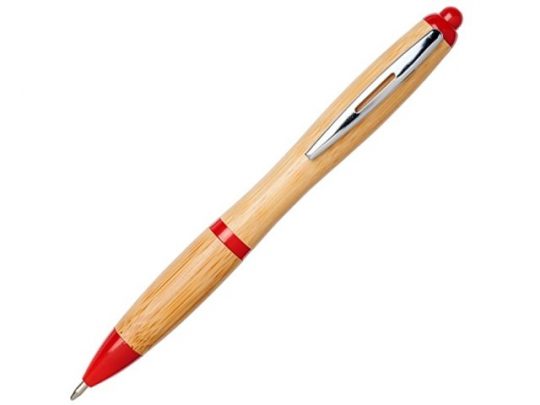 Шариковая ручка Nash из бамбука, натуральный/красный, арт. 018379903