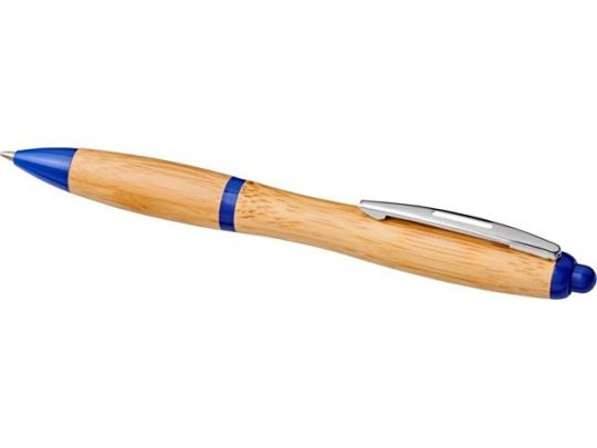 Шариковая ручка Nash из бамбука, натуральный/ярко-синий, арт. 018379303