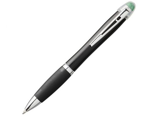 Светящаяся шариковая ручка Nash со светящимся черным корпусом и рукояткой, зеленый, арт. 018378403