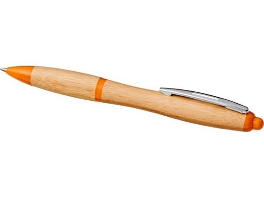 Шариковая ручка Nash из бамбука, натуральный/оранжевый, арт. 018379403