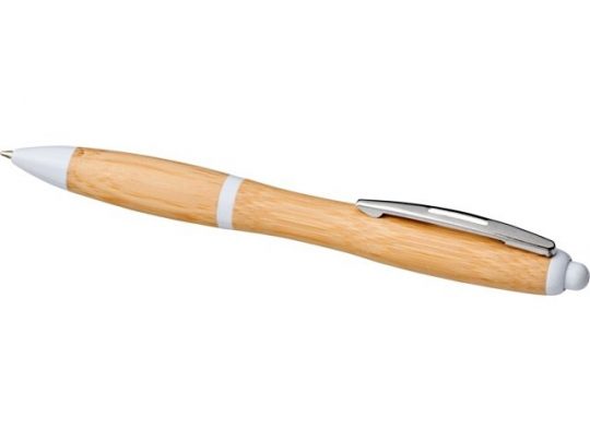 Шариковая ручка Nash из бамбука, натуральный/белый, арт. 018379503