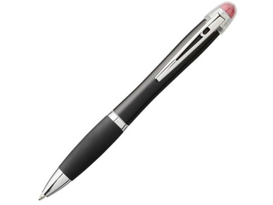 Светящаяся шариковая ручка Nash со светящимся черным корпусом и рукояткой, красный, арт. 018378203