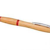 Шариковая ручка Nash из бамбука, натуральный/красный, арт. 018379903
