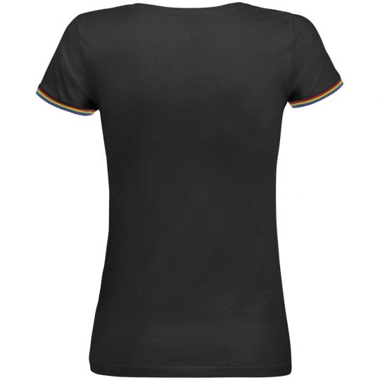 Футболка женская Rainbow Women, черная с многоцветным, размер XL