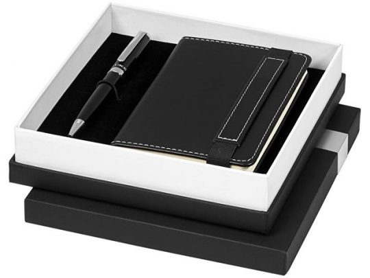 Подарочный набор Legatto из блокнота формата А6 и шариковой ручки, черный, арт. 018945603