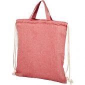 Рюкзак со шнурком Pheebs из 150 г/м² переработанного хлопка, красный, арт. 019015103