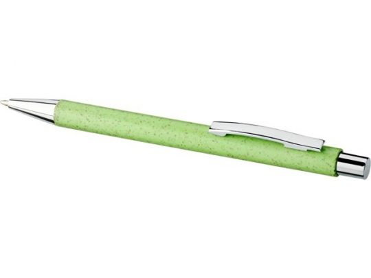 Шариковая ручка Tual из пшеничной соломы с кнопочным механизмом, зеленое яблоко (черные чернила), арт. 019035503