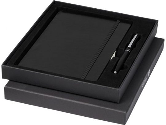 Подарочный набор Falsetto из блокнота формата А5 и ручки, черный, арт. 018953803