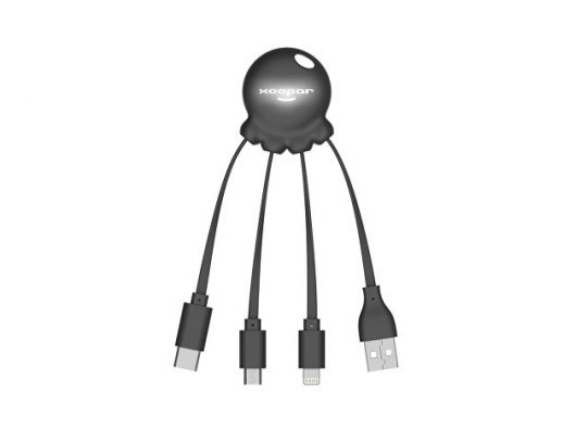 Зарядный кабель Octopus Light с подсветкой логотипа, черный, арт. 019185103