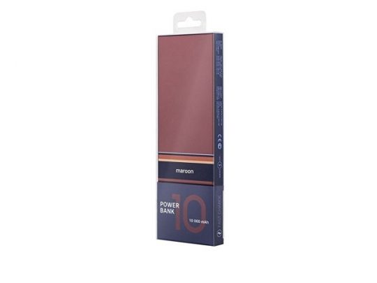 Внешний аккумулятор Rombica NEO ARIA Maroon, 10000мАч, Soft-touch, PD, QCharge, Type-C, бордовый/син, арт. 019140203