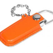 Флешка в массивном корпусе с кожаным чехлом, 8 Гб, оранжевый (8Gb), арт. 019280503