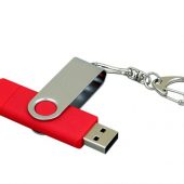 Флешка с  поворотным механизмом, c дополнительным разъемом Micro USB, 64 Гб, красный (64Gb), арт. 019257303
