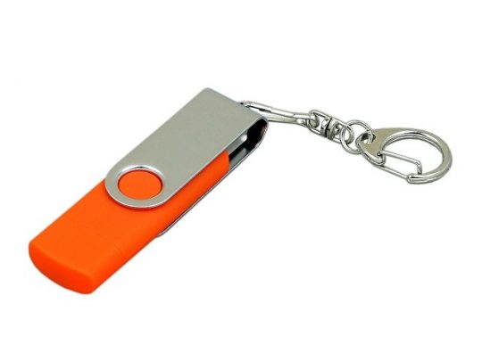 Флешка с  поворотным механизмом, c дополнительным разъемом Micro USB, 16 Гб, оранжевый (16Gb), арт. 019256103