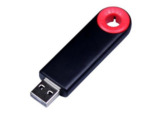 USB-флешка промо на 64 ГБ прямоугольной формы, выдвижной механизм, красный (64Gb), арт. 019403603