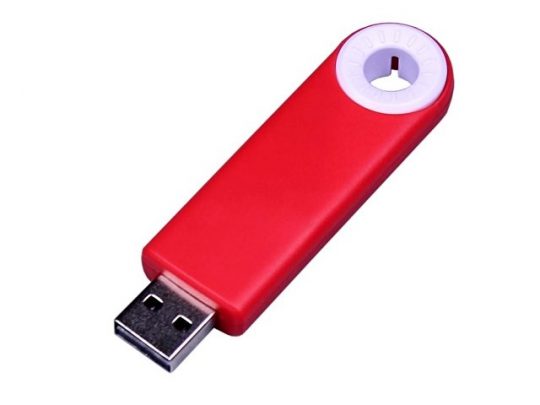 USB-флешка промо на 64 Гб прямоугольной формы, выдвижной механизм, белый (64Gb), арт. 019408003
