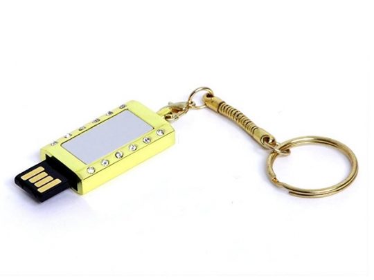 USB-флешка на 16 Гб в виде Кулона с кристаллами, мини чип, золотой (16Gb), арт. 019468203