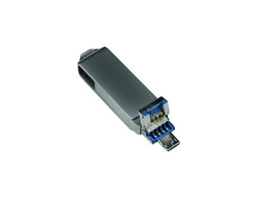 USB 3.0/micro USB/Lightning- флешка на 32 Гб с поворотным механизмом (32Gb), арт. 019447103