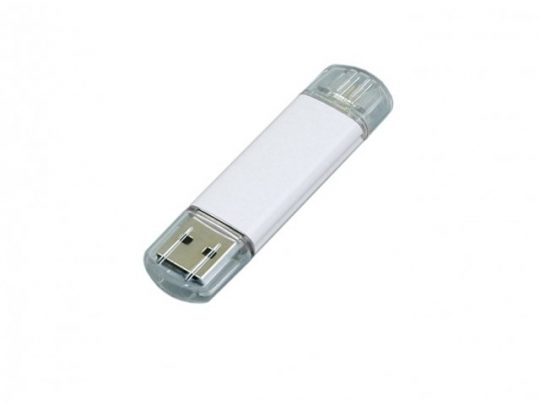 USB-флешка на 32 Гб.c дополнительным разъемом Micro USB, белый (32Gb), арт. 019427503