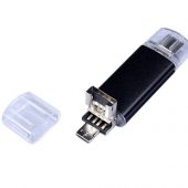 USB-флешка на 16 Гб c двумя дополнительными разъемами MicroUSB и TypeC, черный (16Gb), арт. 019430503