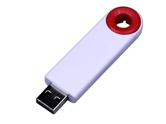 USB-флешка промо на 64 Гб прямоугольной формы, выдвижной механизм, красный (64Gb), арт. 019410203