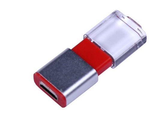 USB-флешка промо на 16 Гб прямоугольной формы, выдвижной механизм, красный (16Gb), арт. 019426503