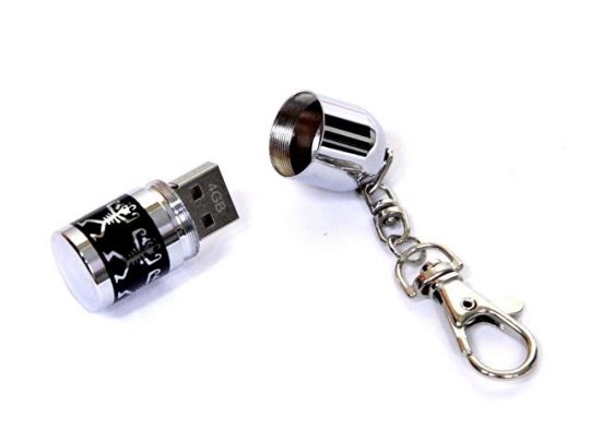 USB-флешка на 32 Гб в виде пули с танцующими человечками, серебро (32Gb), арт. 019440603