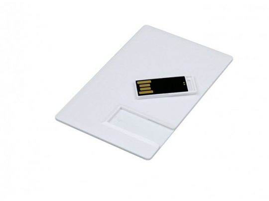 USB-флешка на 32 Гб в виде пластиковой карты с полностью выдвижным чипом, белый (32Gb), арт. 019394503