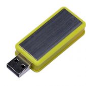 USB-флешка промо на 32 Гб прямоугольной формы, выдвижной механизм, желтый (32Gb), арт. 019400803