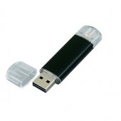 USB-флешка на 64 ГБ.c дополнительным разъемом Micro USB, черный (64Gb), арт. 019429803