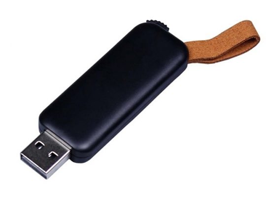 USB-флешка промо на 64 ГБ прямоугольной формы, выдвижной механизм, черный (64Gb), арт. 019411203