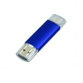 USB-флешка на 32 Гб.c дополнительным разъемом Micro USB, синий (32Gb), арт. 019427203