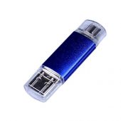 USB-флешка на 64 ГБ c двумя дополнительными разъемами MicroUSB и TypeC, синий (64Gb), арт. 019430703