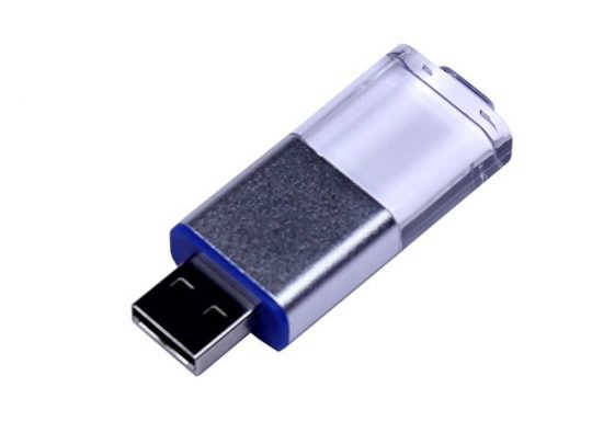 USB-флешка промо на 16 Гб прямоугольной формы, выдвижной механизм, синий (16Gb), арт. 019426603