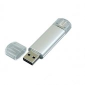 USB-флешка на 16 Гб.c дополнительным разъемом Micro USB, серебро (16Gb), арт. 019428403
