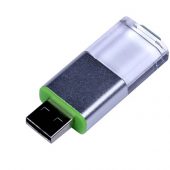 USB-флешка промо на 64 ГБ прямоугольной формы, выдвижной механизм, зеленый (64Gb), арт. 019425403