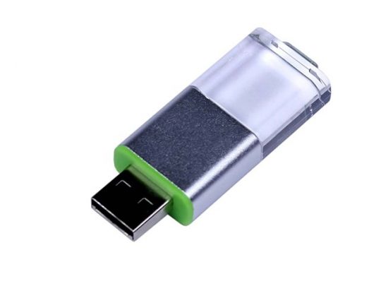 USB-флешка промо на 64 ГБ прямоугольной формы, выдвижной механизм, зеленый (64Gb), арт. 019425403