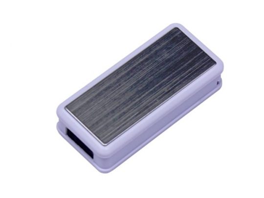 USB-флешка промо на 16 Гб прямоугольной формы, выдвижной механизм, белый (16Gb), арт. 019401503