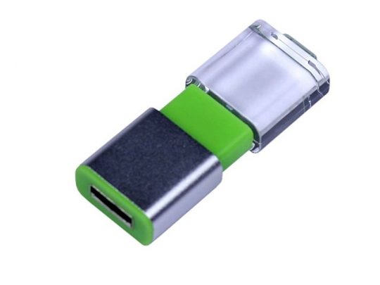 USB-флешка промо на 16 Гб прямоугольной формы, выдвижной механизм, зеленый (16Gb), арт. 019426403