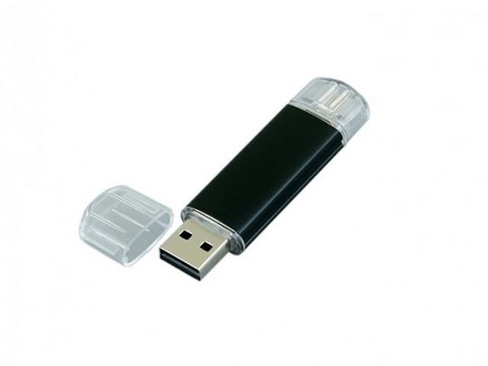 USB-флешка на 16 Гб.c дополнительным разъемом Micro USB, черный (16Gb), арт. 019428203