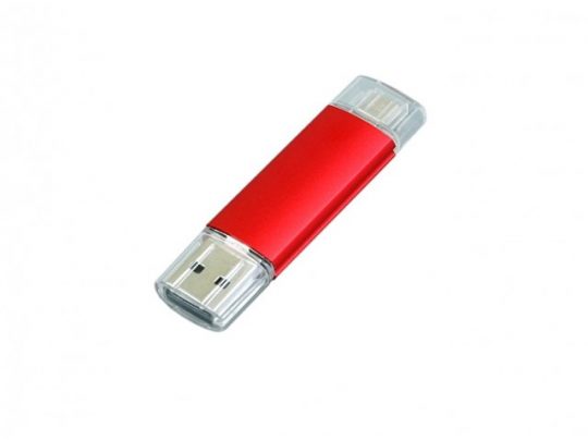 USB-флешка на 64 ГБ.c дополнительным разъемом Micro USB, красный (64Gb), арт. 019429403