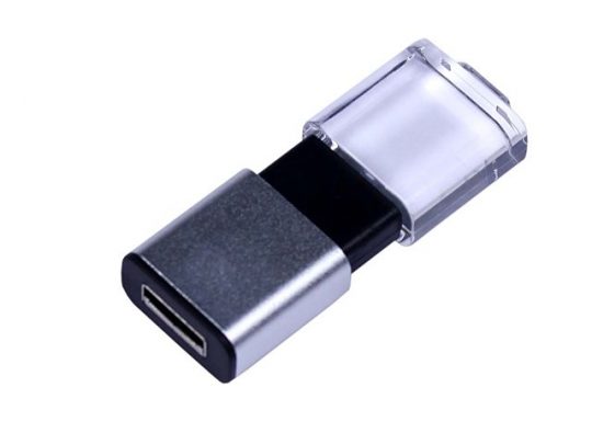 USB-флешка промо на 64 ГБ прямоугольной формы, выдвижной механизм, черный (64Gb), арт. 019425703