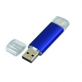 USB-флешка на 64 ГБ.c дополнительным разъемом Micro USB, синий (64Gb), арт. 019429603