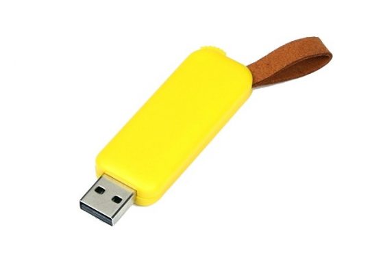 USB-флешка промо на 16 Гб прямоугольной формы, выдвижной механизм, желтый (16Gb), арт. 019412003
