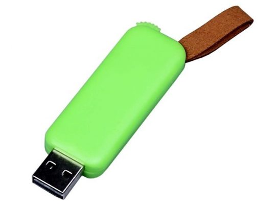 USB-флешка промо на 16 Гб прямоугольной формы, выдвижной механизм, зеленый (16Gb), арт. 019412103