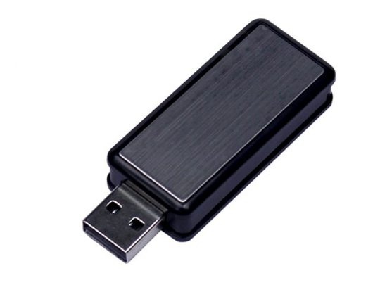 USB-флешка промо на 4 Гб прямоугольной формы, выдвижной механизм, черный (4Gb), арт. 019402203