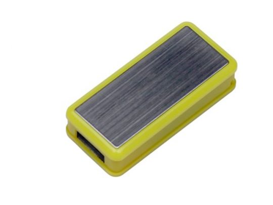 USB-флешка промо на 64 ГБ прямоугольной формы, выдвижной механизм, желтый (64Gb), арт. 019400403