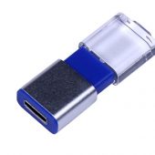USB-флешка промо на 16 Гб прямоугольной формы, выдвижной механизм, синий (16Gb), арт. 019426603