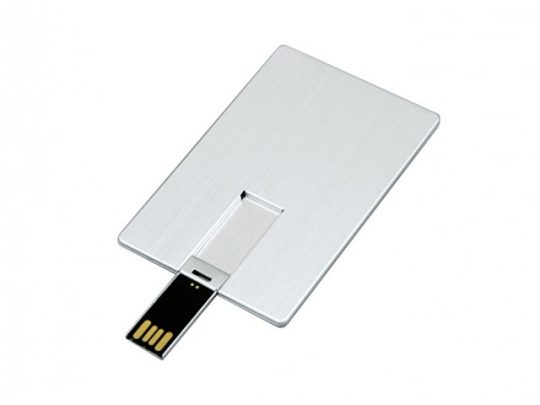 USB-флешка на 16 Гб в виде металлической карты, с раскладным чипом, серебро (16Gb), арт. 019399003